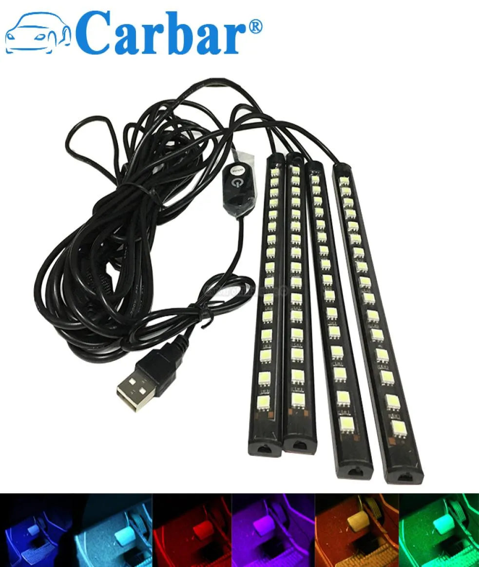 Luci interne USB per auto Dash Decorazioni per pavimenti Decorazioni Lampada per atmosfera 12V automatica 16 pezzi LED 12V 5W Striscia LED colorata di buona qualità1092581