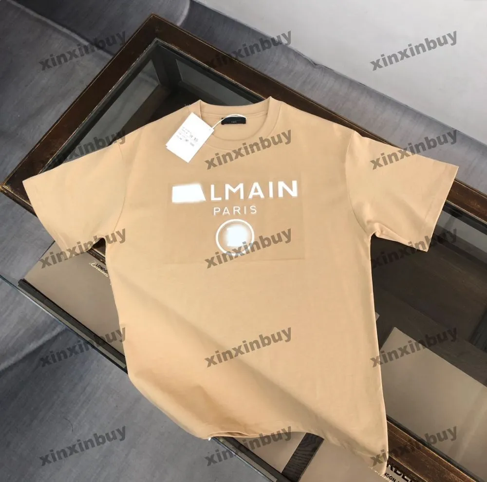 Xinxinbuy-Camiseta de diseñador para hombre, camiseta con estampado de letras de París, manga corta de algodón, gris, negro, naranja, verde, albaricoque, XS-L, 2024