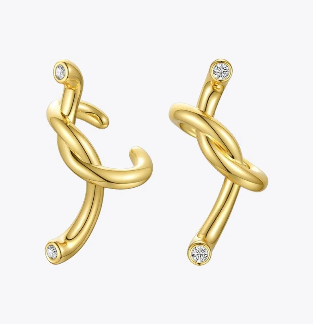 Stud ENFASHION Irregular Knot Crystal Earcuff Earings Without Piercing Gold Color Ear Cuff Clip On Earrings For Women E201197 22101282226
