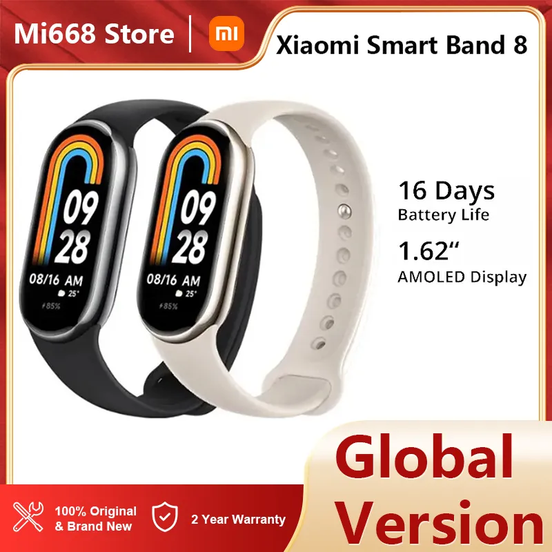 글로벌 버전 Xiaomi Band 8 1.62 ''AMOLED 초대형 배터리 수명 16 일 스마트 팔찌 150+ 스포츠 모드