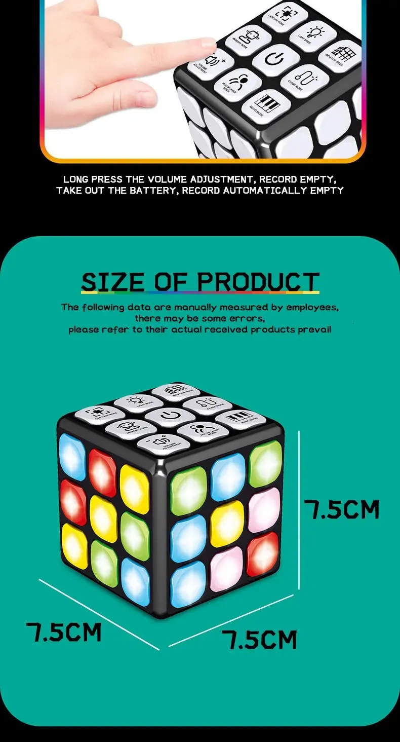 Musical Magic Cube Toy - Electronic Sound & Light Puzzle, Sensory ...