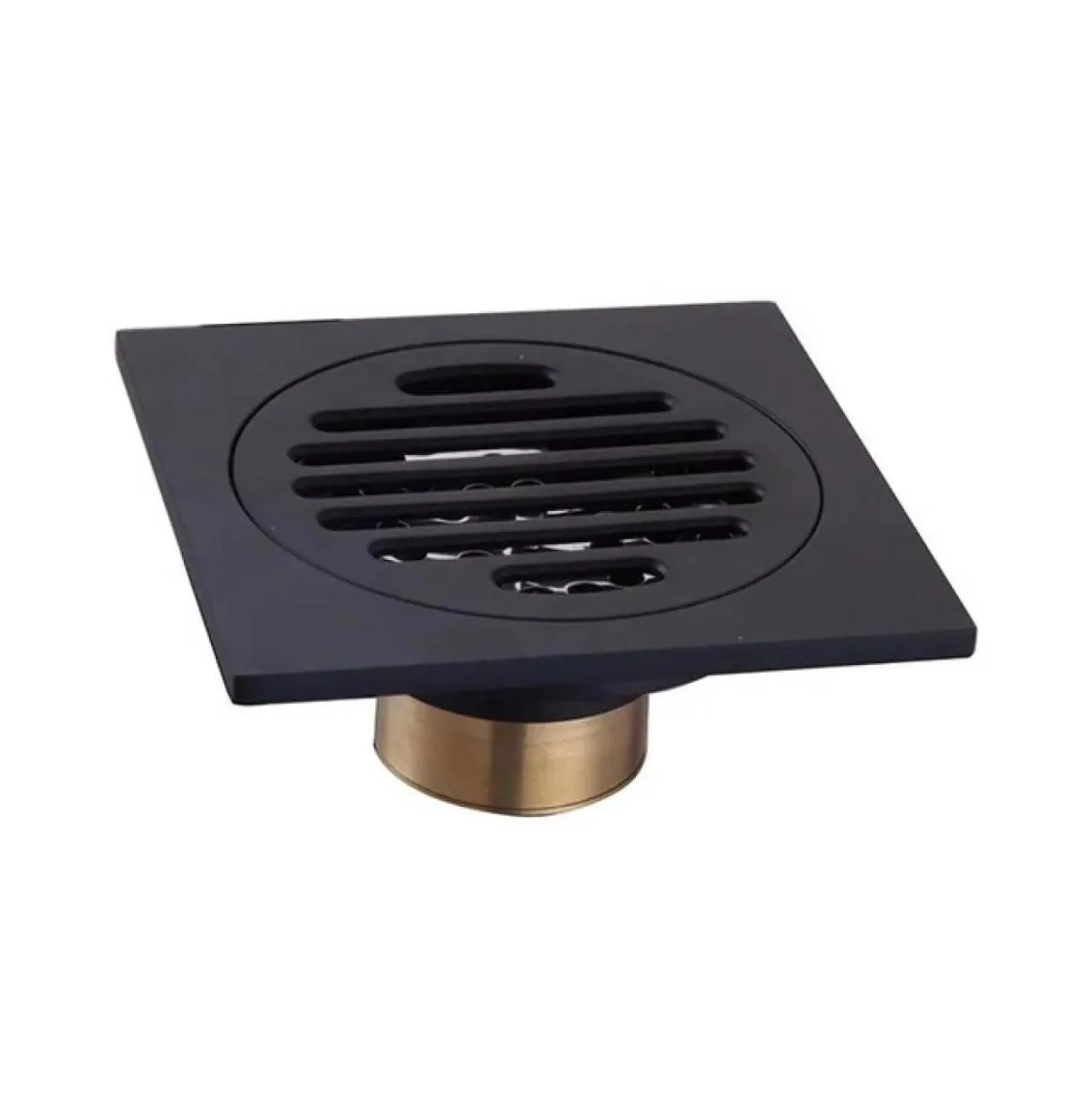 ROLYA Alba Black Square Solid Brass 100mm AntiOdor Floor Drain Cubix Shower Grates2077996