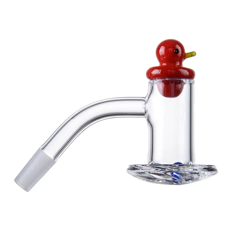 High Quality Blender Spin Quartz Bangers With Duck Carb Cap Glas Ruby Pearls 2mm Thick Beveled Edge Banger 10mm 14mm 45 90 Degree Smoking Accessories For Glass Bongs