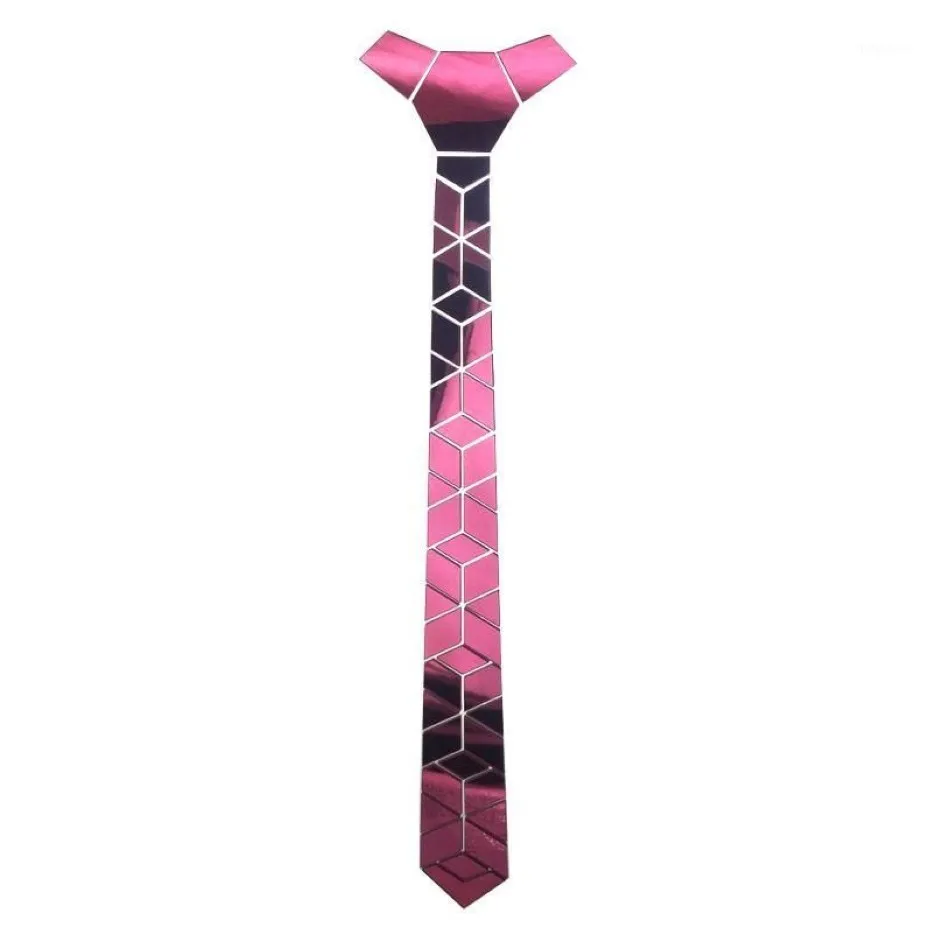 Gravatas de pescoço Acrílico Espelho Homens Brilhantes Gravata Moda Jóias Rosa Skinny Diamante Xadrez Geométrica Slim Bling Bling12402