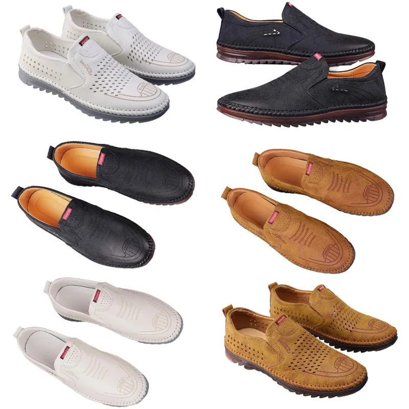 Zapatos casual para hombre primavera nueva tendencia versátiles zapatos en línea para hombre antideslizante suela suave zapatos de cuero transpirable Marrón blanco negro guapo 40