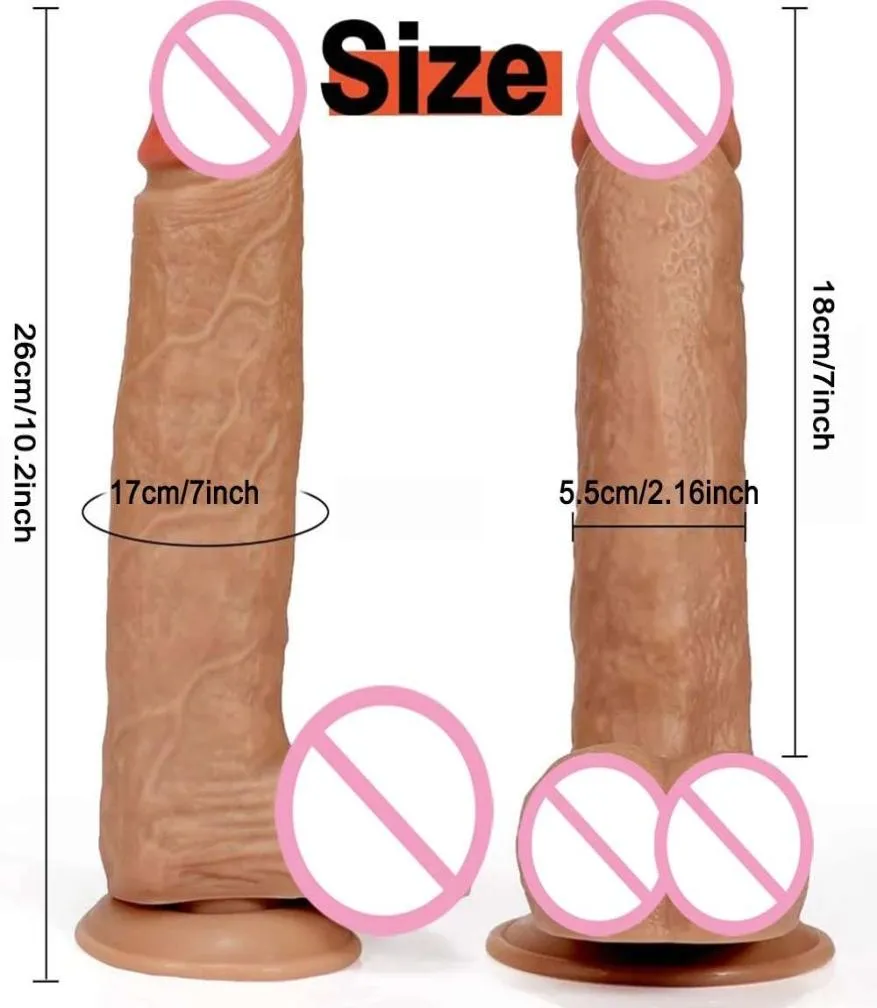 26 cm xxl Realistico grande dildo masturbatore anale giocattoli del sesso con potente ventosa pene enorme cazzo per le donne masturbazione femminile1540480