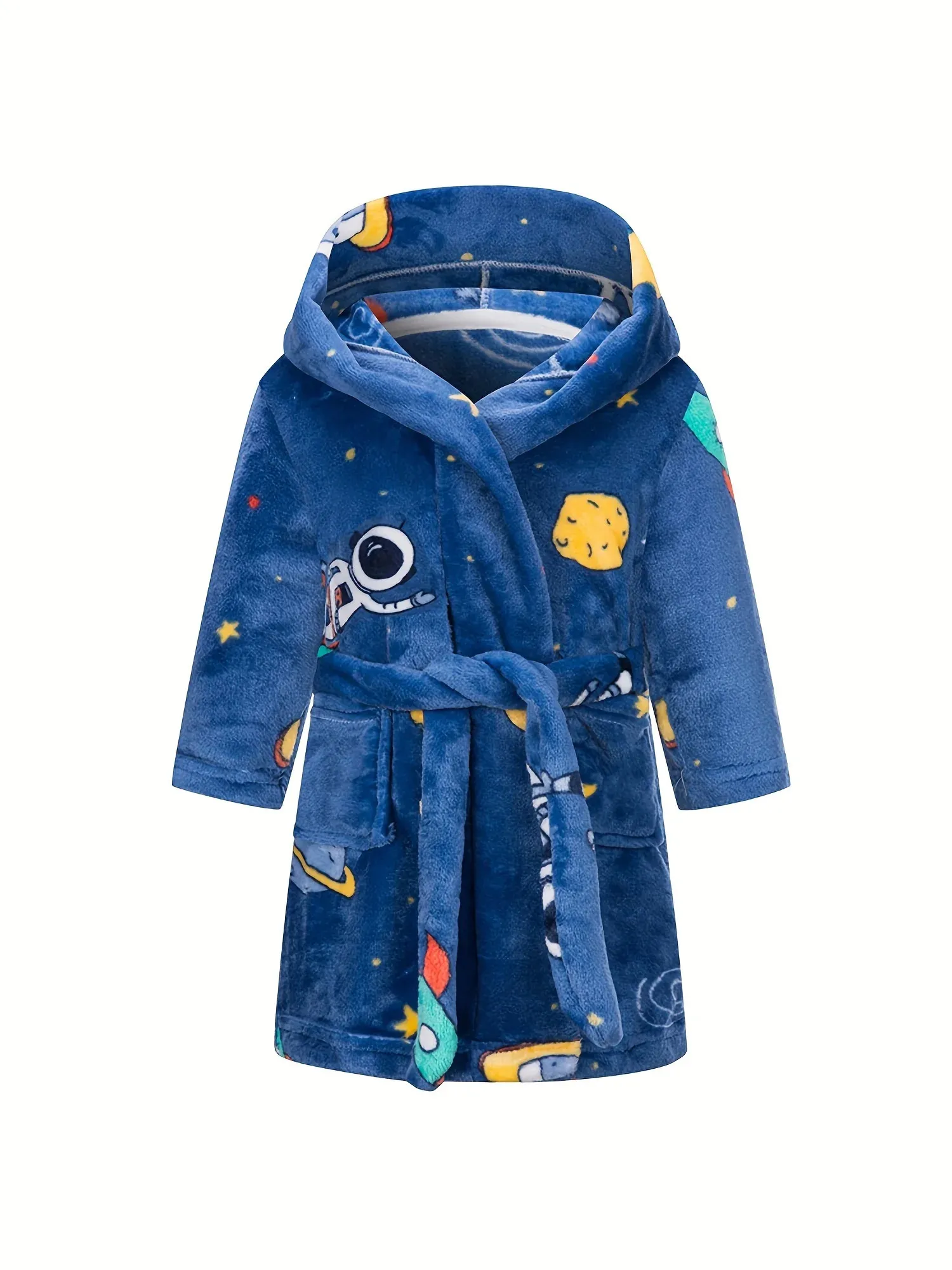 Peignoirs en flanelle pour enfants, sweat à capuche pour garçons, doux, planète astronaute, vêtements de nuit imprimés, vêtements pour enfants, 240228