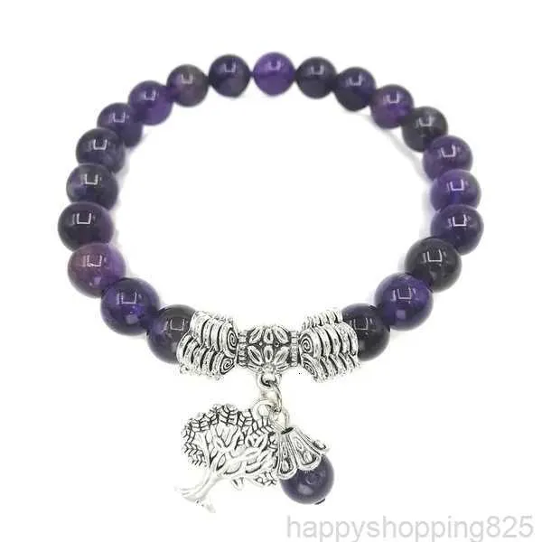 JLN Lebensbaum Perlenstränge Armband Amethyst Lapis Tigerauge Naturstein Baum Charm Heilung Reiki Yoga Armbänder für Männer Frauen Schmuck 2G9MK