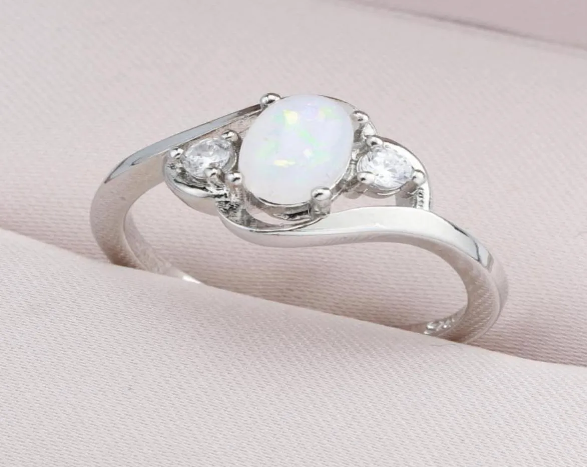 Bröllopsringar Fine Oval Opal Charms Flower Fashion Minimalism S925 Silvery Jewelry for Women Finger Ring Jubileum Gift3616652
