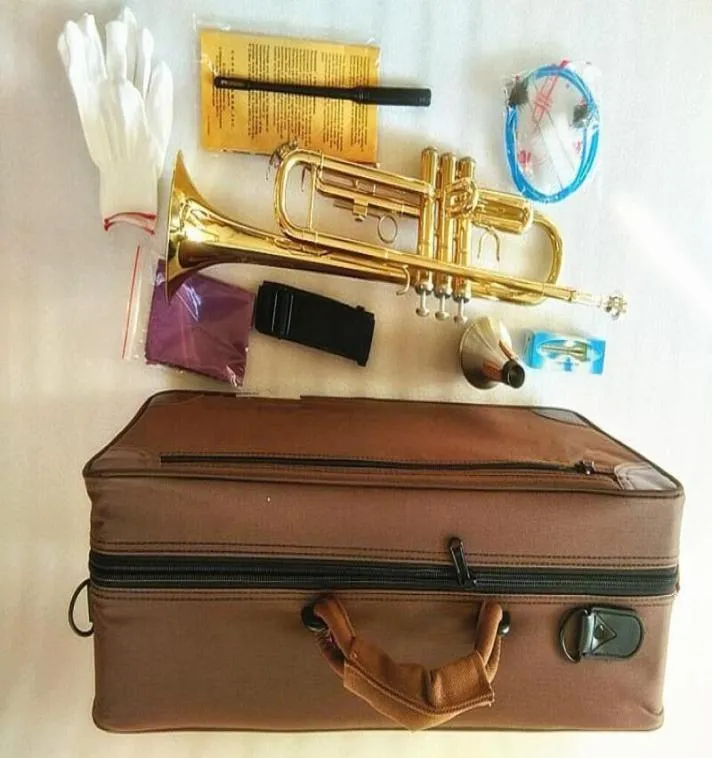 Helt ny professionell LT18043 BB Trumpet Instruments Golden Carved Brass Musical Instrument BB Trumpet 8618331