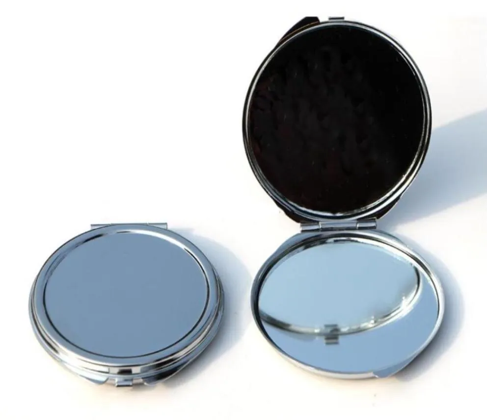 Nouveau miroir de poche Compact et fin en argent, miroir de maquillage rond en métal vierge, miroir cosmétique à faire soi-même, cadeau de mariage 9816953