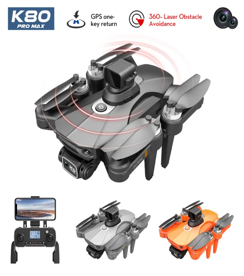 K80PRO MAX Engel Kaçınma 360 Derece Quadcopter 5G WiFi FPV Grande Angular Proferial Fotografia Fırçasız Motor RC Quadcopt5540160