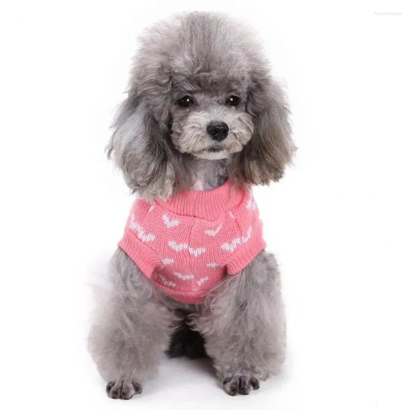 Abbigliamento per cani Maglione caldo Adorabile motivo a cuore Abito per San Valentino lavorato a maglia per animali domestici per cani di piccola e media taglia Comodo e alla moda