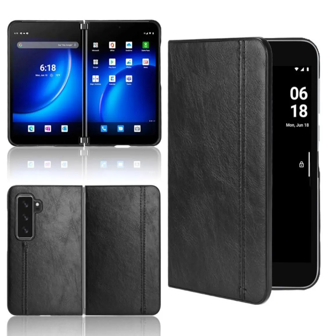 För Microsoft Surface Duo 2 83quot Surface Duo 81quot Case Suture Soft Edge Pu Leather Hard Phone Cover Case7606970