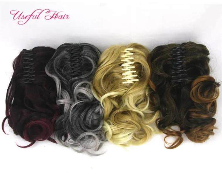 Langes Pony Beauty Pferdeschwanz Klaue Clip Haarverlängerung Kurze Pferdeschwänze Lockiges synthetisches Pferdeschwanz Haarteil Klaue Pferdeschwanz für Schwarz wom9511186