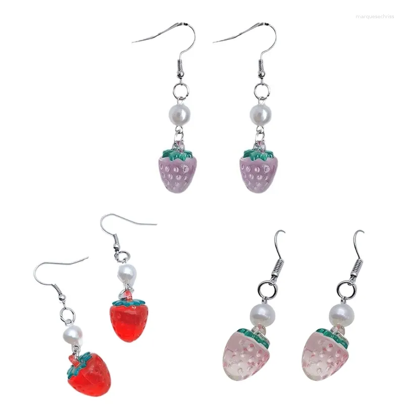 Dangle Earrings 1 Pair With Strawberry Charm Fashionable Sweet Girl Heart Ear Adorments