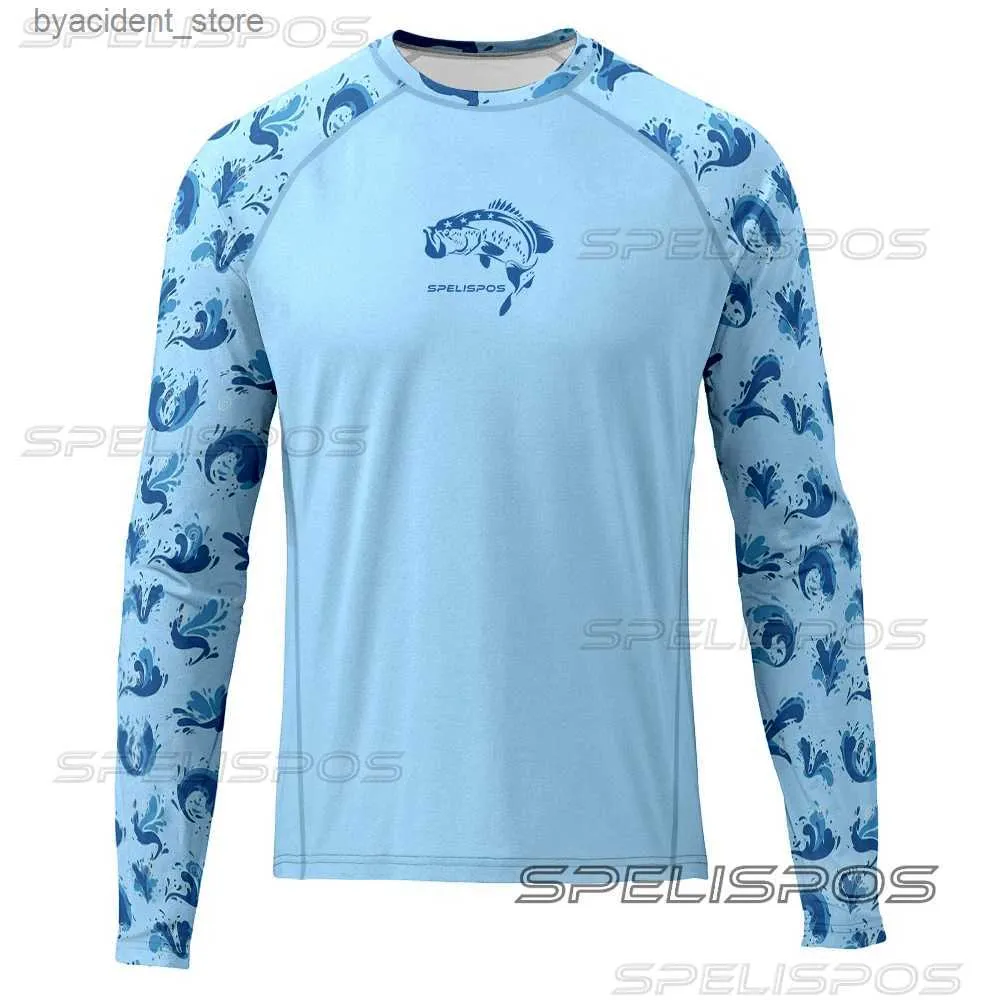 Camicie casual da uomo SPELISPOS 2023 Uomo Abbigliamento sportivo da pesca Protezione solare da esterno Traspirante Asciugatura rapida UPF 50+ T-shirt da pesca estiva a maniche lunghe L240306