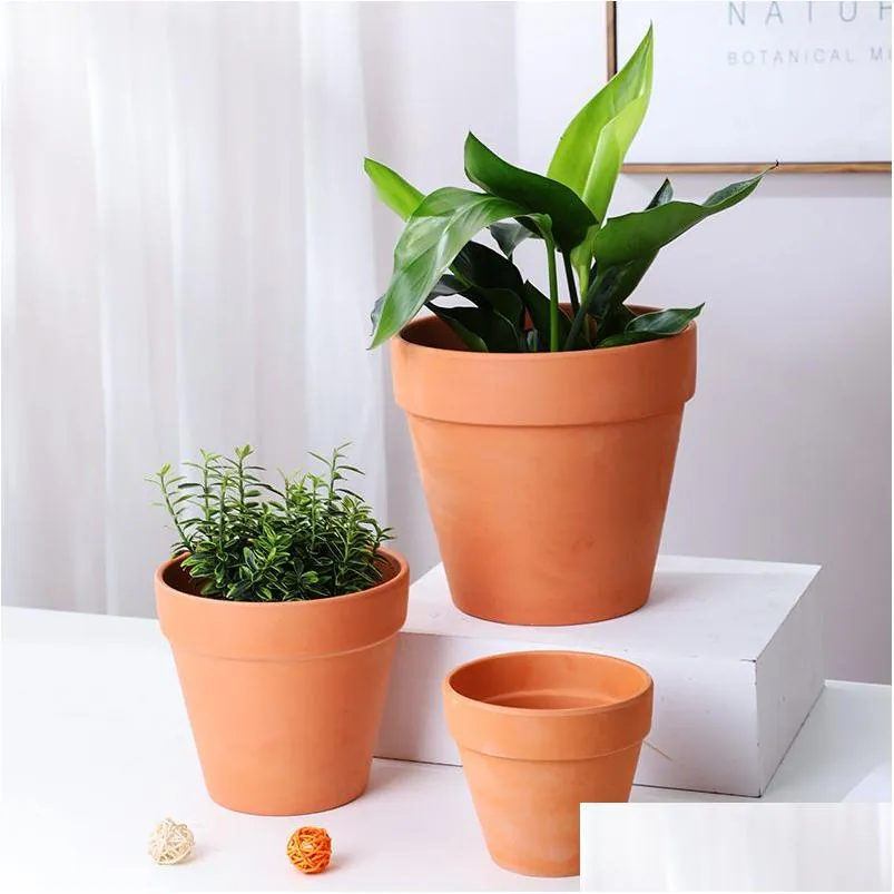 Planters & Pots Low Temperature Ceramic Flower Pots Red Y International Breathable Clay Succent Green Plant Containers Landscape Garde Dhidm