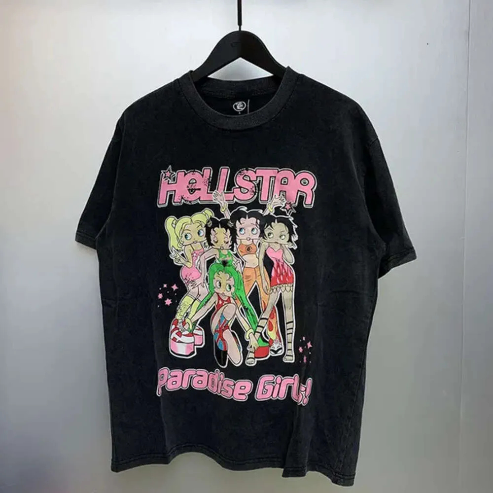 Hellstar t Shirt Designer t Shirts Graphic Tee Clothing All-match Clothes Hipster Washed Fabric Street Graffiti Lettering Foil Print Vintage Coloeful 17wlc