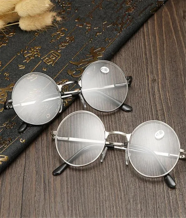 Retro mężczyźni Kobiety okrągłe lustro czytane szklanki do metalowych okularów ramy zwykłe lustro spersonalizowane 1004005374062