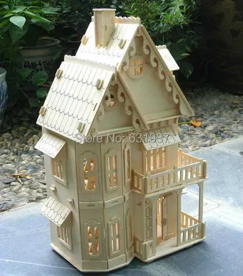 Architecture/Bricolage Maison 1 24 Poupée Éducative 3D Puzzle En Bois Miniature Jouets Bricolage Cothic Maison Villa Construction Modèles De Jouets Pour Enfants Cadeau Créatif