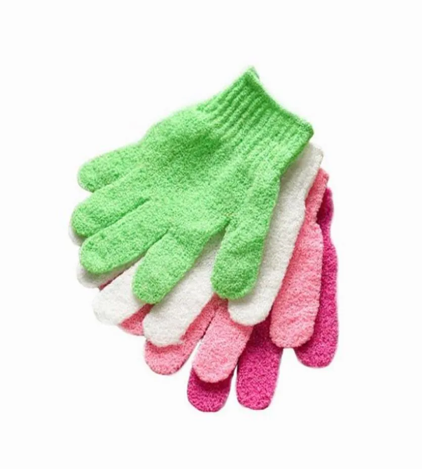 Shower Bath Gloves Five Fingers Exfoliating Spa Bath Gloves Body Massage Cleaning Scrubber Candy Colors Bath Towel 7 Colors DW48741099188
