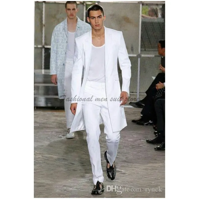 Garnitury letnia kurtka białe spodnie pary tuxedos garnitury ślubne dla mężczyzn szczytu lapel man man maryn