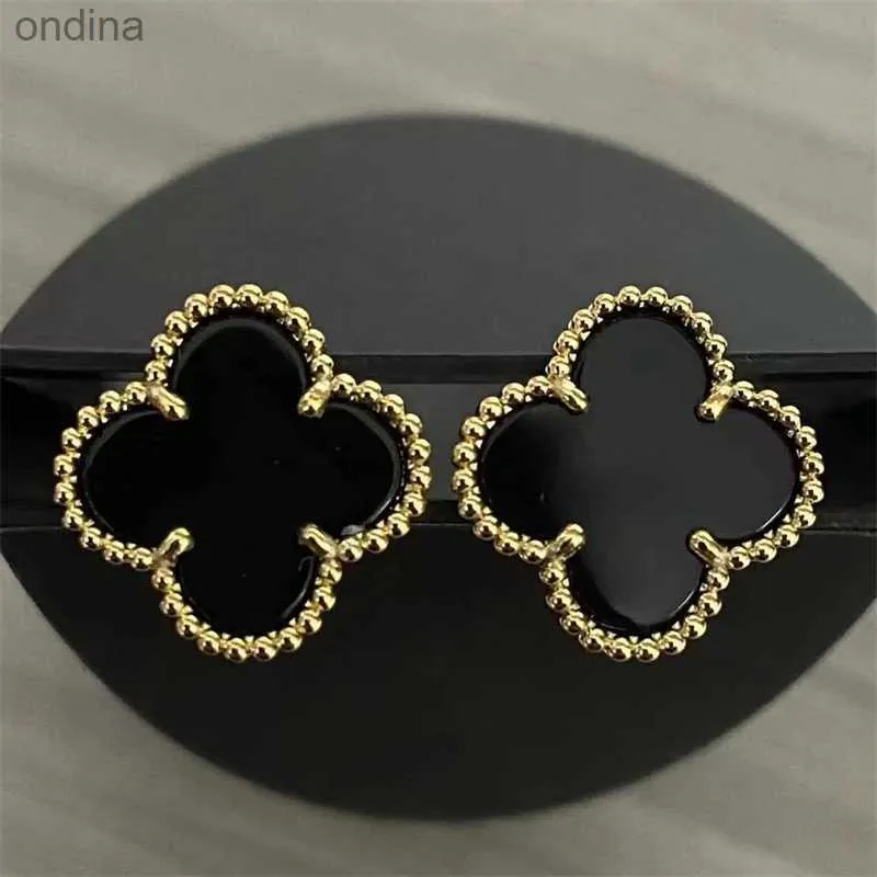 Boucle d'oreille boucles d'oreilles de luxe designer pour femmes boucle d'oreille trèfle micro-taille trèfle à quatre feuilles boucles d'oreilles percées clous d'oreille en acier titane fête de mariage qui ne se décolore pas 240306