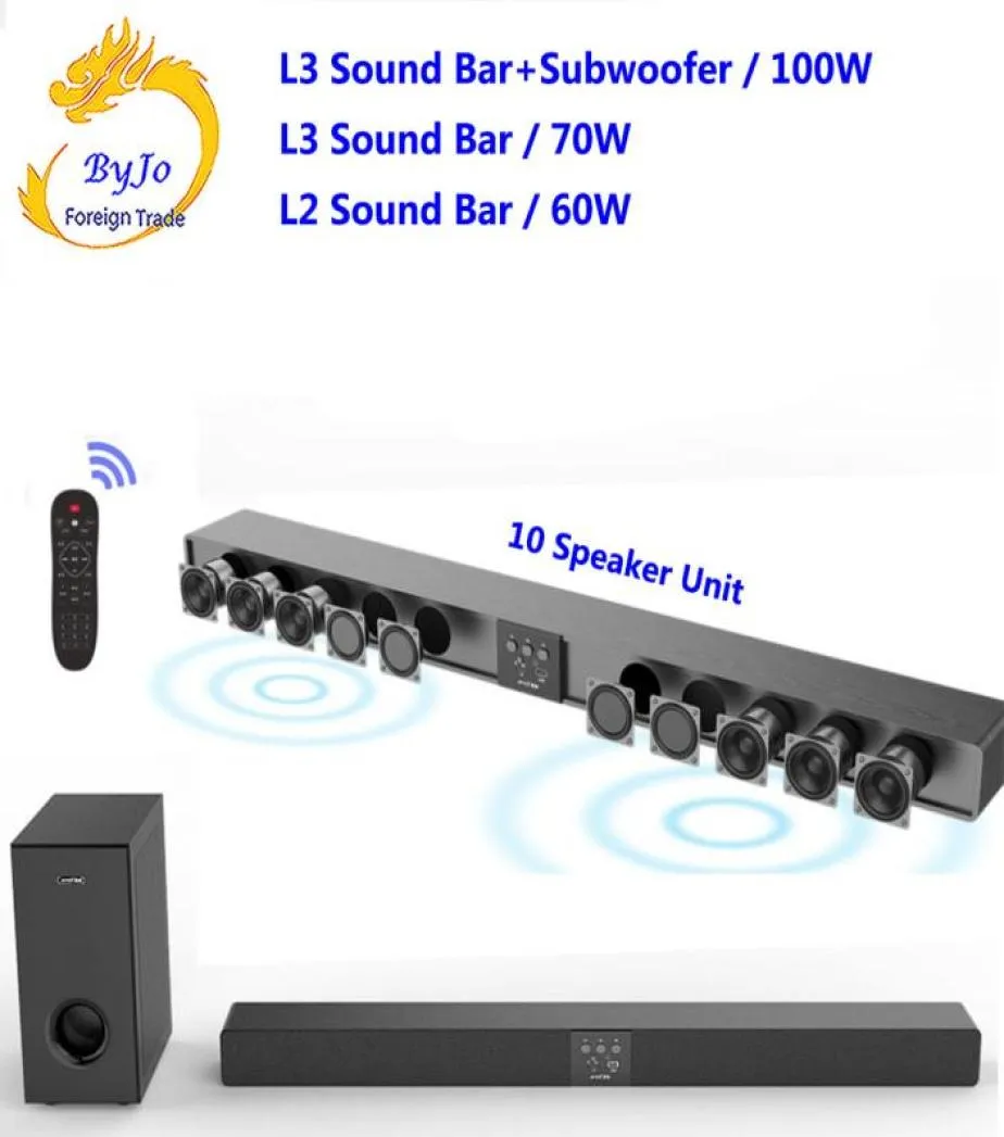 Amoi L3 L2 Barra de sonido Altavoz de madera pura para colgar en la pared Barra de sonido para TV 51 Cine en casa Subwoofer Bluetooth Sonido envolvente 3D 10 bocinas Int9169288