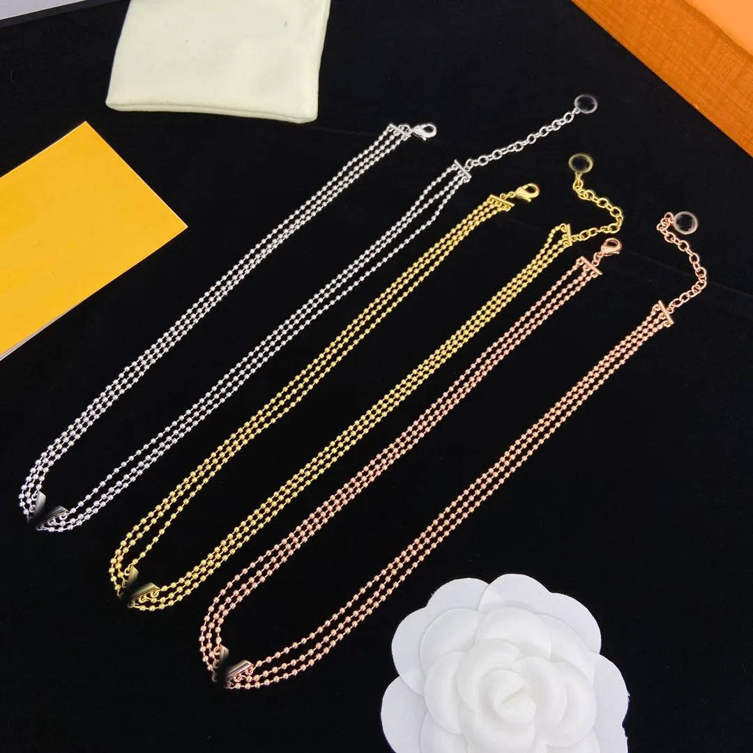 Elegante três camadas de corrente colar de luxo designer ouro prata banhado charme pingente gargantilhas de aço inoxidável moda feminina jewerlry presente de casamento com caixa