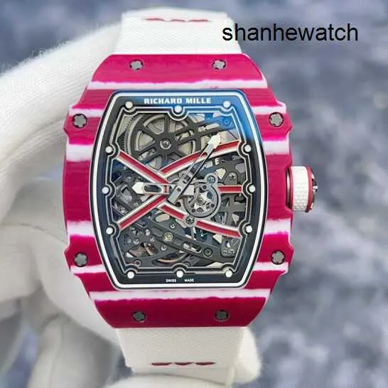 Dameshorloge Sporthorloge RM Watch Rm67-02 Automatisch mechanisch horloge Muller Rm6702 Qatar Ntpt Koolstofvezel uitgeholde wijzerplaat