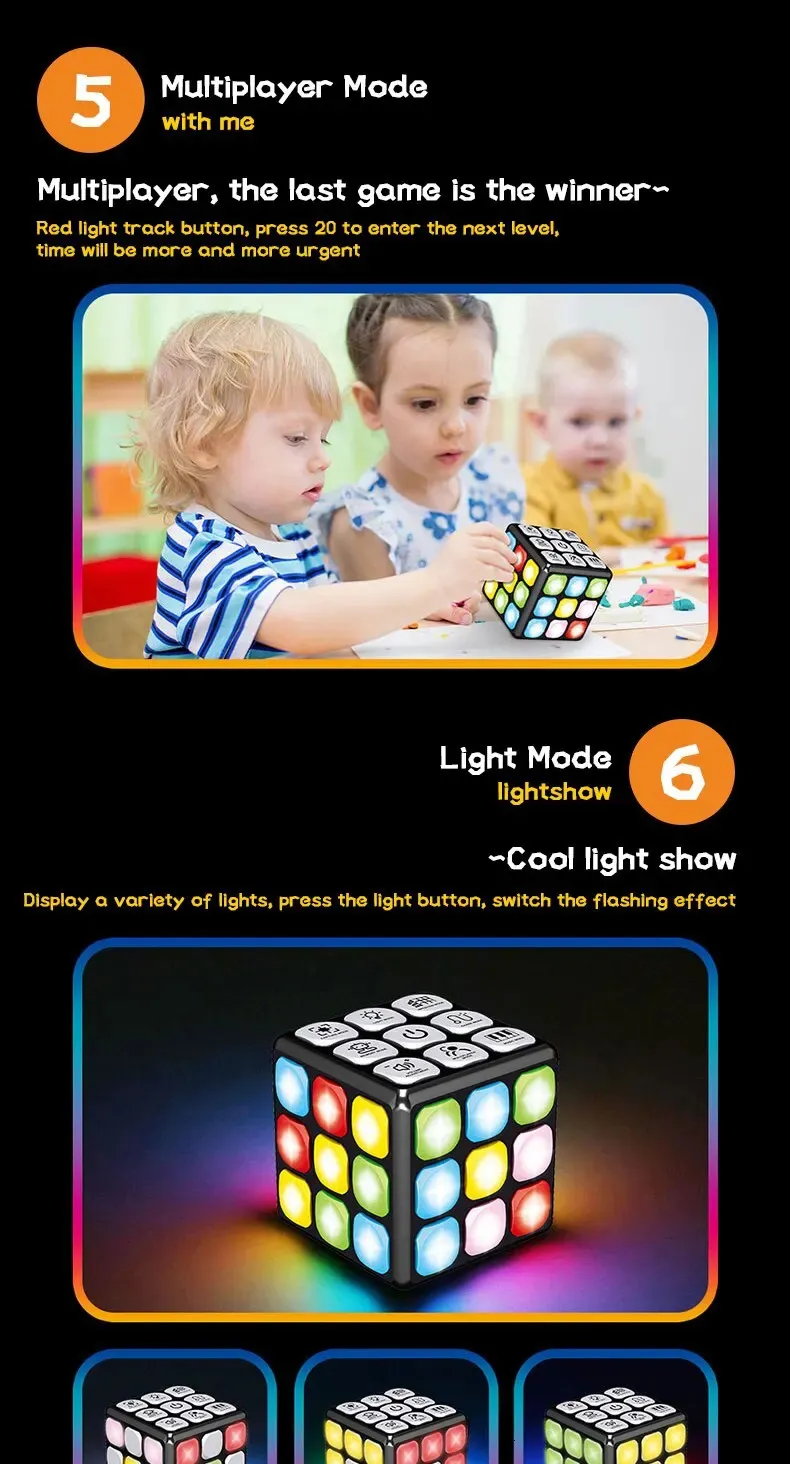 Musical Magic Cube Toy - Electronic Sound & Light Puzzle, Sensory ...