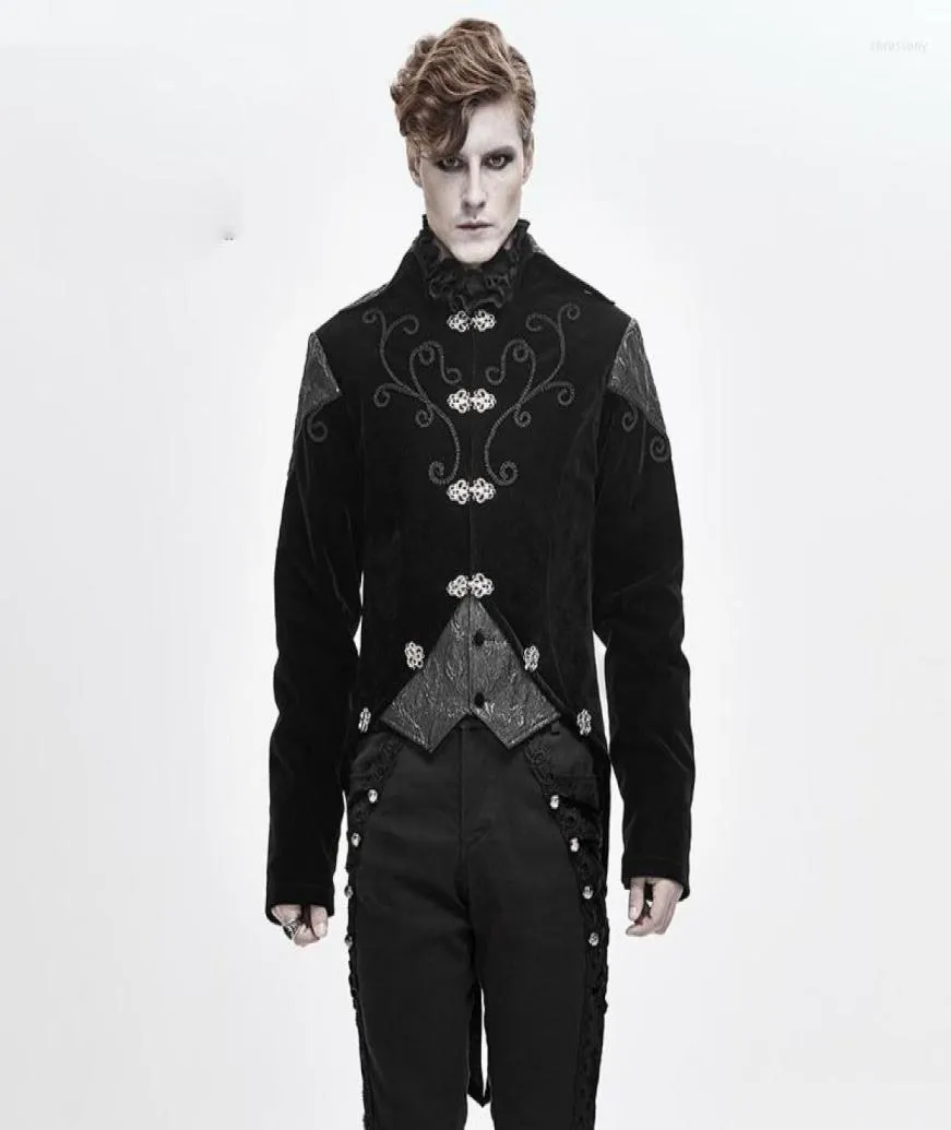 Men039s Trench Coats Mens Tailcoat Jacket Goth Steampunk Uniform Praty Outwear Coat Men39s Black Vintage Cosplay6961560