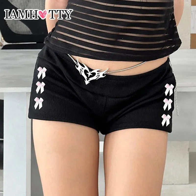 Shorts IAMHOTTY Hotsweet contraste couleur Multi arcs butin maigre Bu Shorts taille basse pantalons chauds Y2K Kawaii Style japonais collants femmes