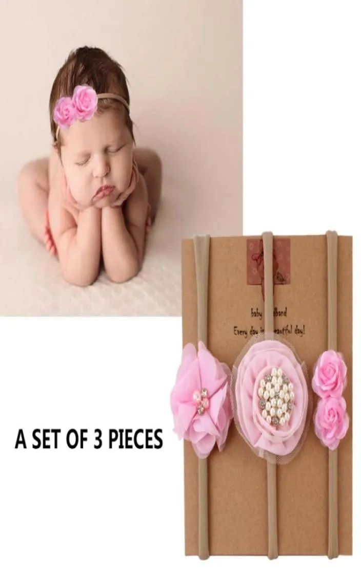 3st Set Spädbarnskläder Tillbehör Baby Girl Pannband Multifärger Nyfödda Bows Head Bandage Toddlers Headwear Hair Band7752505