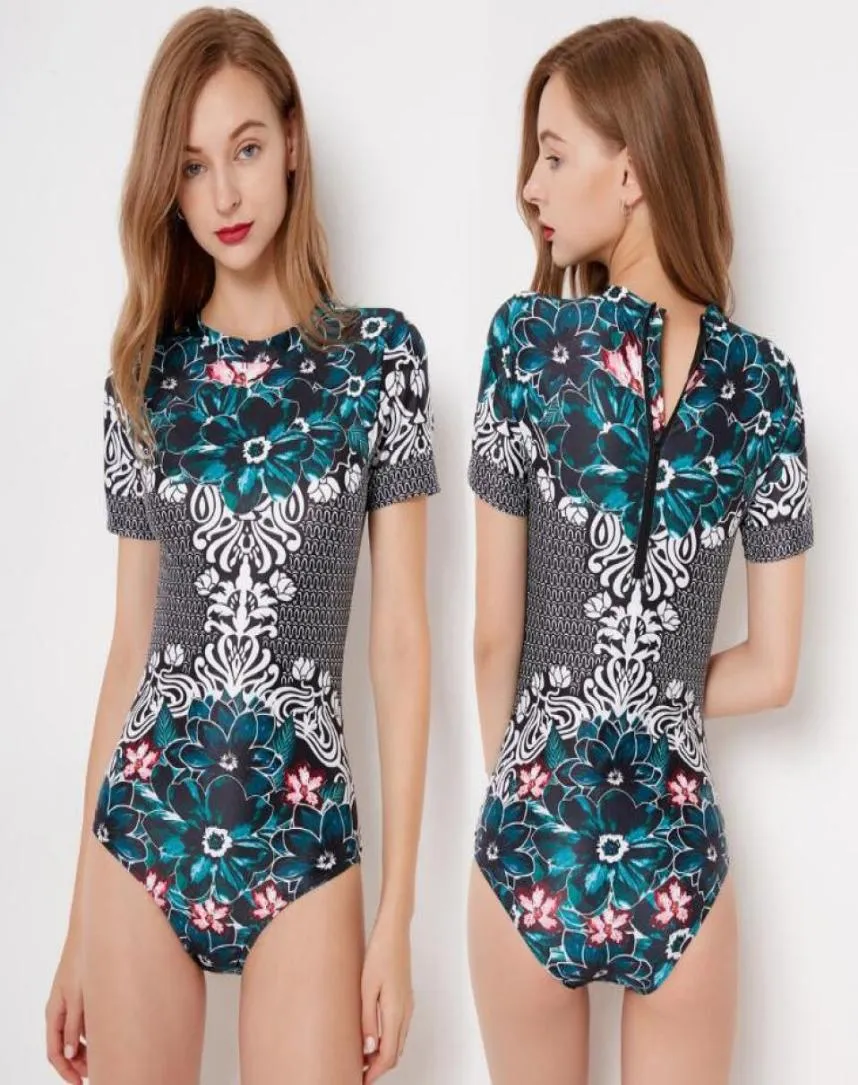 Women039S Designer 2019 Summer New Fashion Ladies Onepiece Surf Clothing Shortsleeved Women039S Swimwear Spring Swimsu5114513