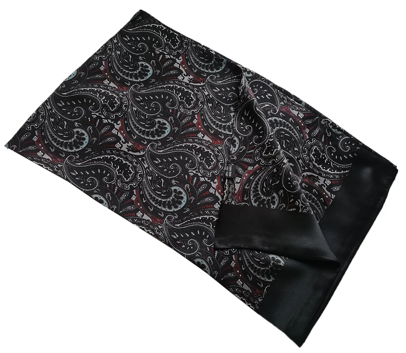 Lenço longo masculino gravata 100 seda preta dupla paisley 170x27cm