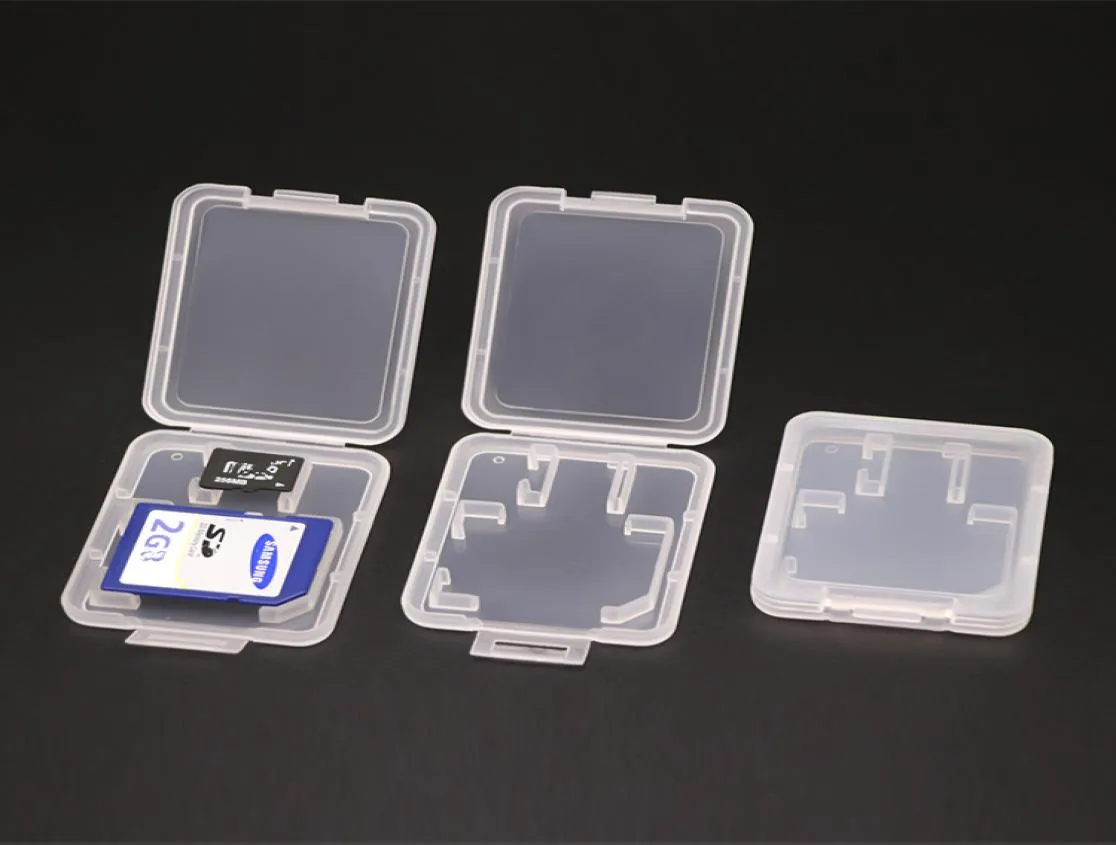 SD TF Memory Card Storage Box Double Slots White Thicken Containrar Transparent plastskydd Case Easy Carry Container Holdne2577150