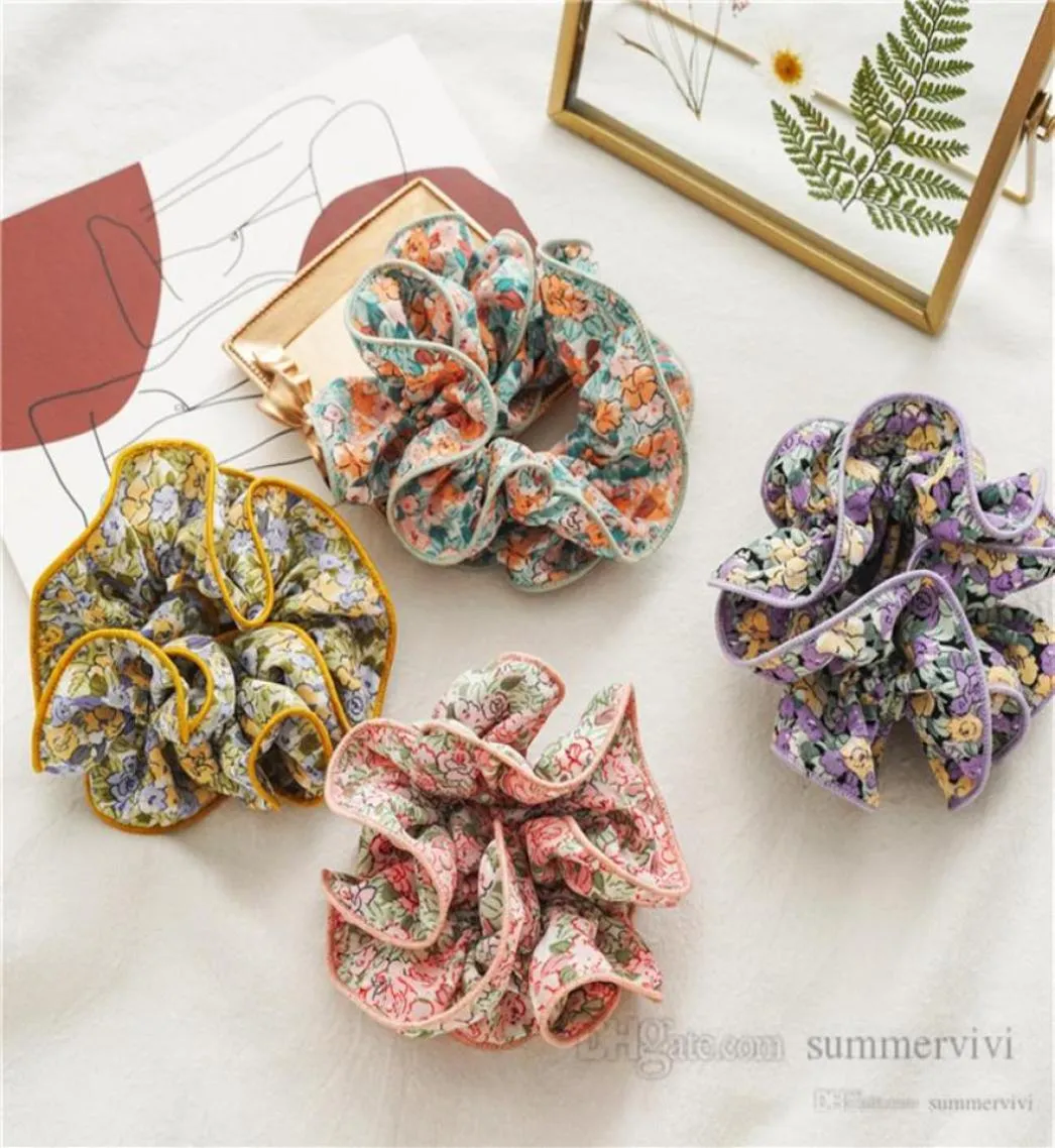 Ins Kids Floral Imprimé Hair Scrunchie Sweet Girls Elastic Ponytail Solder 263x3211446