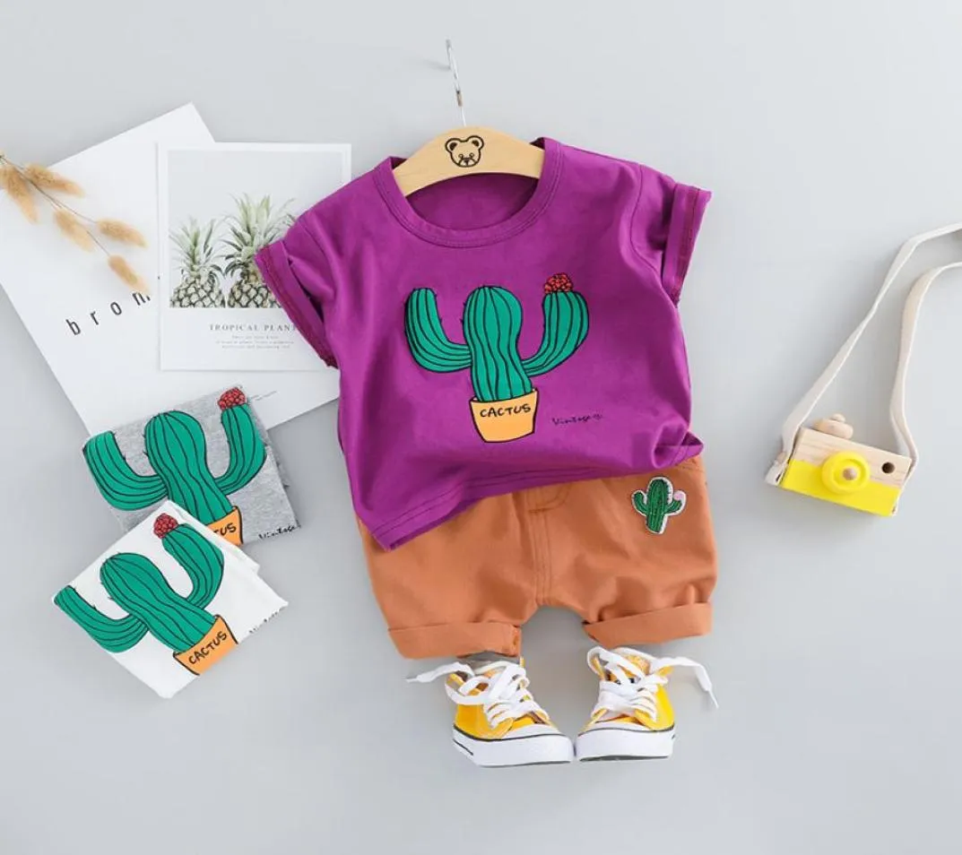 Sommer bunte Kleinkind Säuglingskleidung Sets Baby Mädchen Jungen Kleidung Anzüge Kaktus T-Shirt Shorts Kinder Trainingsanzüge Kind Freizeitkleidung 7453885