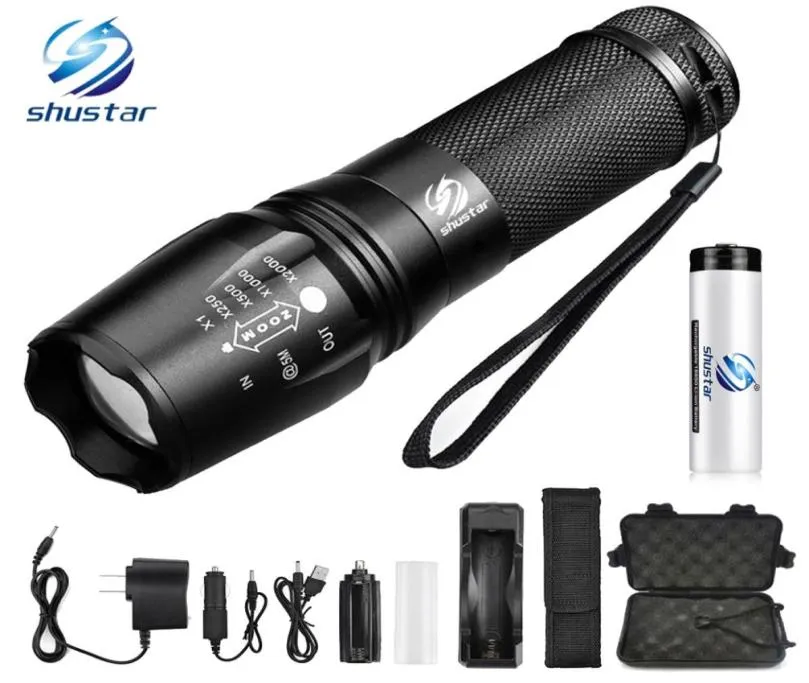 مصباح يدوي المصباح التكتيكي 8000 Lumens XML2T6 Zoomable 5 أوضاع الألومنيوم LANTERNA LED TORCH FARCHINGS FOR CAMPING7470234