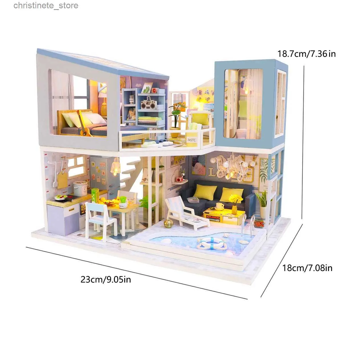 Arkitektur/DIY House Baby House Kit Mini DIY Handmade 3D Pussel Assembly Building Villa Model Toys Home Bedroom Decoration With Furniture Wood CRA