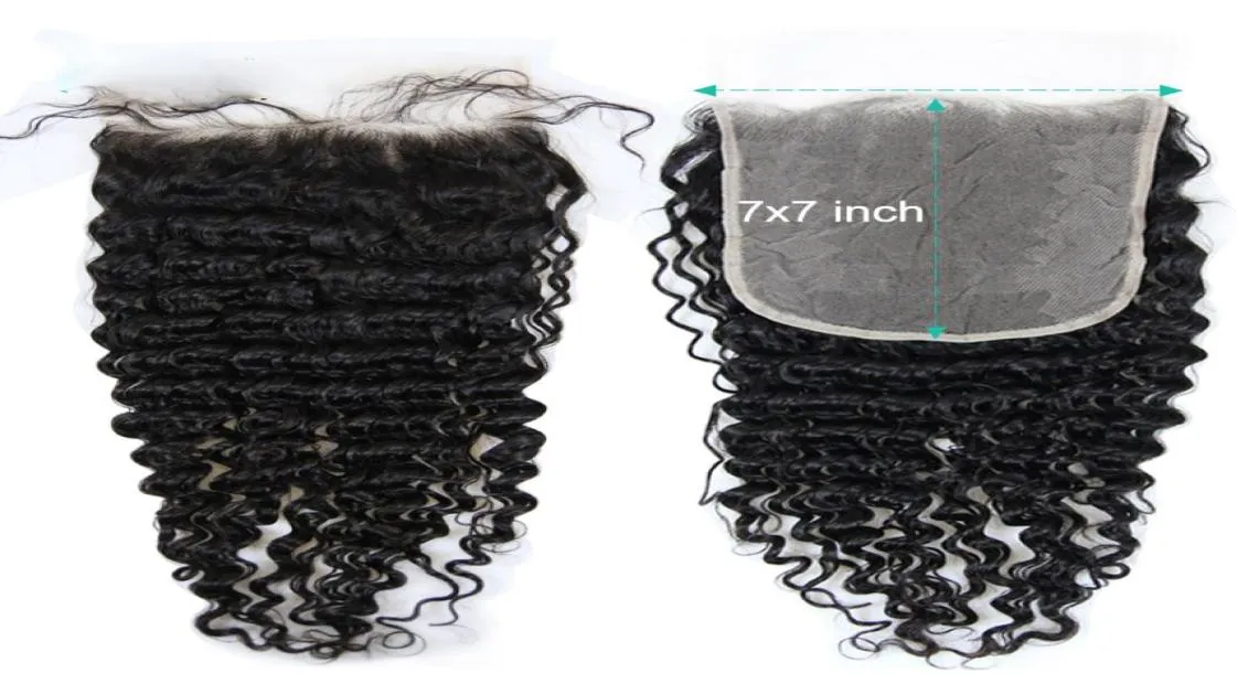 7x7 HD spetsstängningar 10a Deep Wave Preplucked Brasilian Indian Human Hair Hår 1420 Inch7850915