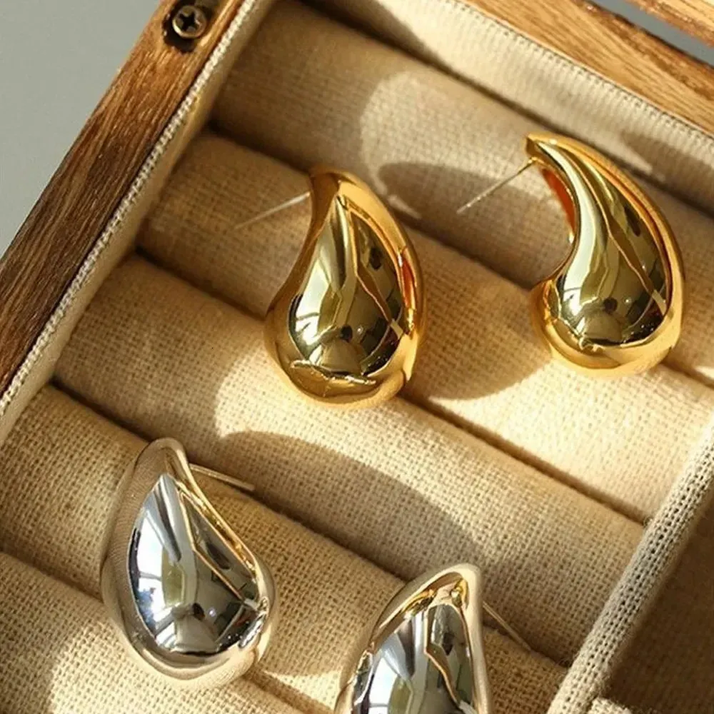 Boucles D'oreilles À Goutte D'eau: Chunky Teardrop Gold Plaqué En Acier ...
