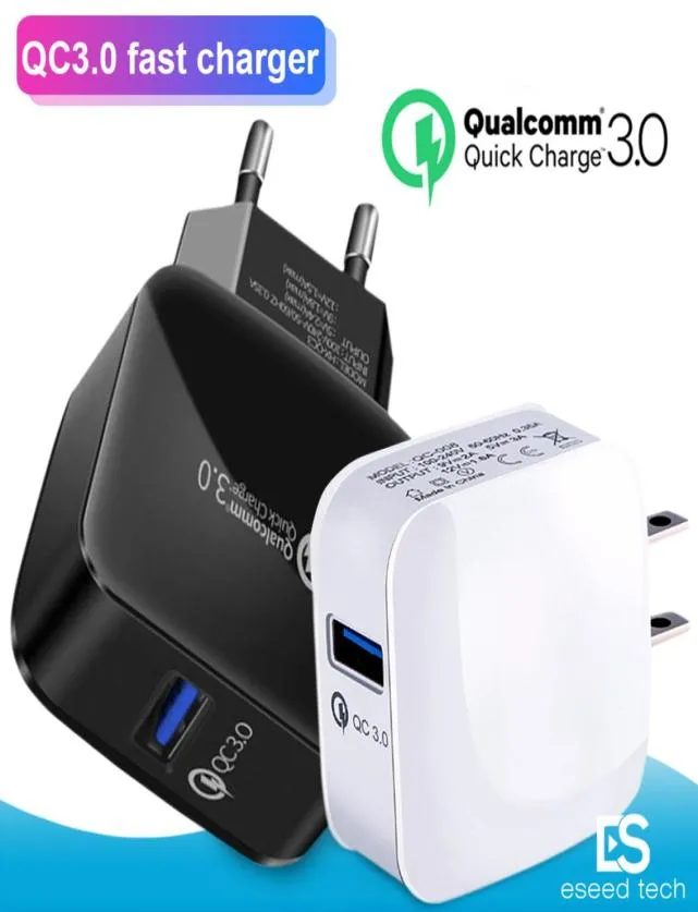 Carregador rápido adaptativo qc30, adaptador de viagem, carregador de parede doméstico, versão eua e ue, para iphone x, samsung s9, note 9, sem p3703978