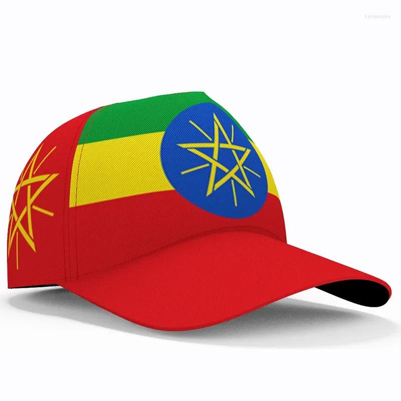 Ballkappen Äthiopien-Baseballkappe, kostenlose 3D-Maßanfertigung mit Namensnummer, Team-Logo und Hut, Eth-Land-Reise, äthiopische amharische Nation-Flaggen-Kopfbedeckung