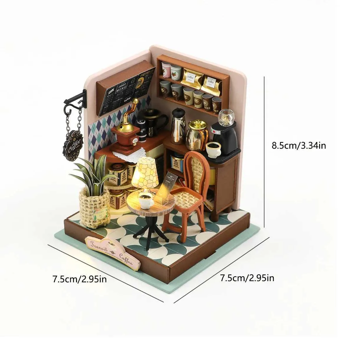 Arquitetura / DIY House Coffee Shop Baby House Kit Mini DIY Handmade 3D Puzzle Montagem Modelo de construção Brinquedos Decoração de quarto de casa com móveis de madeira