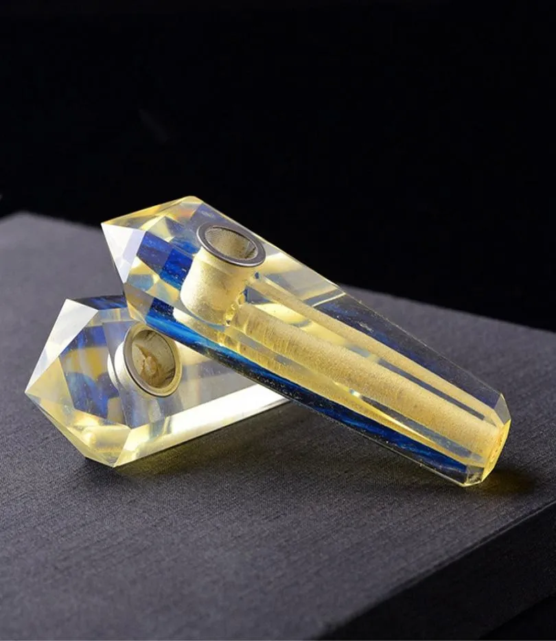 Natural Quartz Crystal Citrine Mältning Långt tobak Rökning Herb Pipes Tool With Crab by Par Promotion3869105