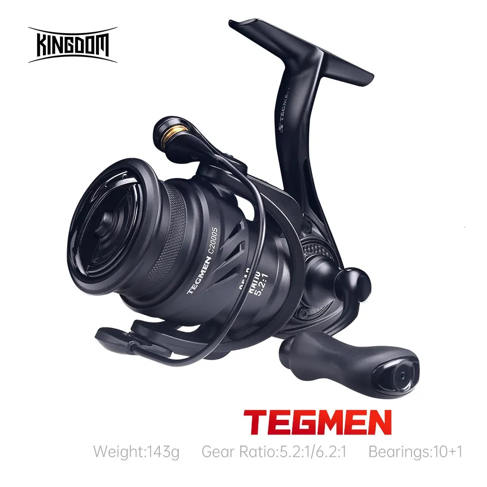 Kingdom Tegmen 5.2 1 6.2 1 High Speed ​​Gear Ratio Spinning Fishing Reels Light To 143G kol 9 kg Max Drag 101 Lagerkvantitet 240220