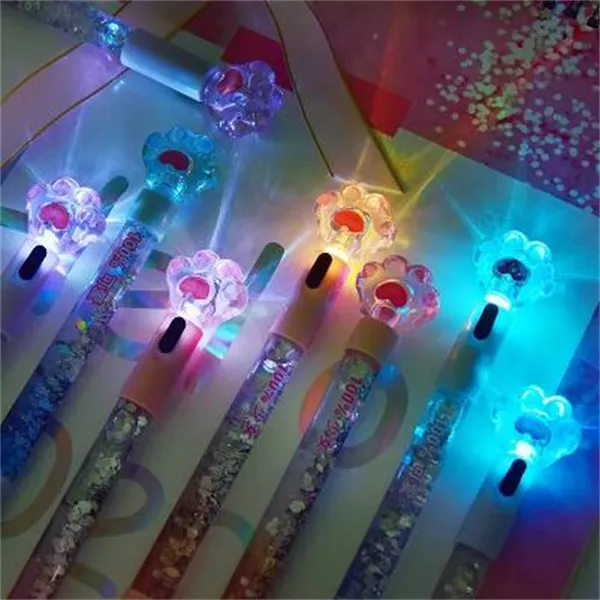 Katzenklaue, leuchtend leuchtender Gelstift, Treibsand-LED-Lichtstift, kreatives Briefpapier, Unterschriftenstifte für Studenten, Geschenk für Kinder und Mädchen